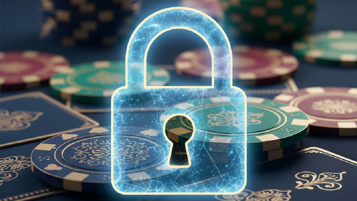 Casino giriş güvenliği için dijital kilit sembolü ve sağlam bir sistem.